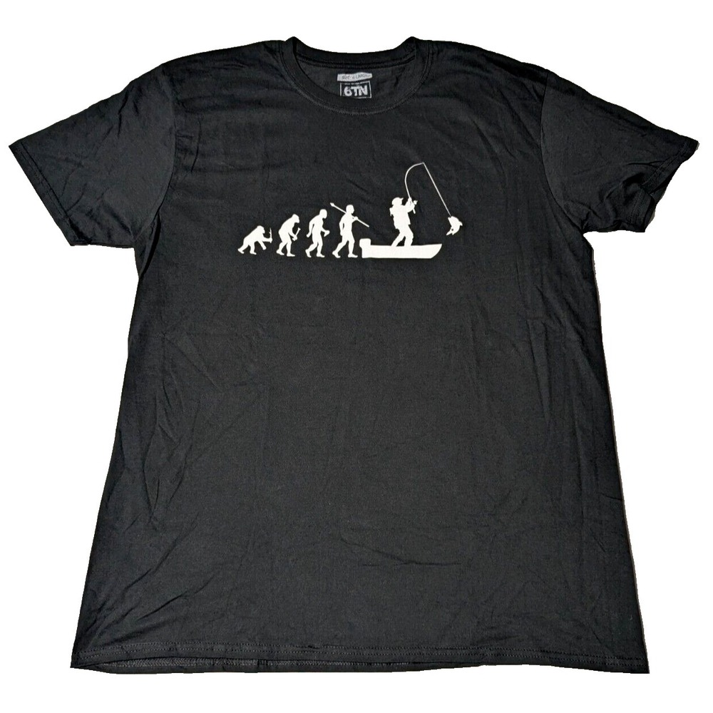 FISHERMANS DARWIN EVOLUTION‎ Men XL 6TN 6TEENINERS Black T-Shirt NEW